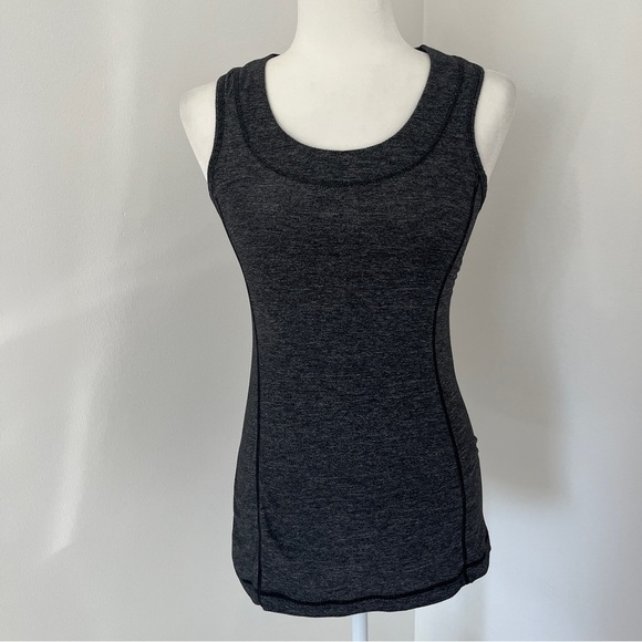 Lululemon Charcoal Gray Ruffle Cool Sleeveless Athletic Tank Size 6 *C11 - Picture 1 of 3